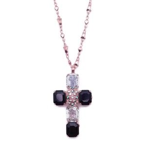 Mariana Rocky Road Rose Gold Pendant Necklace Black Snow Leopard Cross 1149 NEW